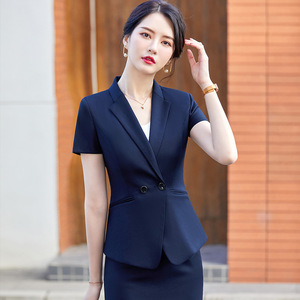 Women's Short Sleeve Professional Suit Set Polyester Breathable Summer Workwear For Office Hotel Jewelry Store Staff - Product Image 3