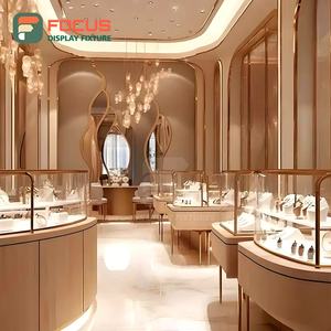 Étagères en verre de haute qualité, cadre en métal, base en bois, multi-niveaux, verrouillable, éclairage LED rotatif, vitrine de luxe en diamant - Product Image 5