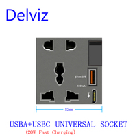 Panneau en verre Delviz, prise électrique, interrupteur mural DIY, prise murale USB universelle 13A, interrupteur de prise murale pour hôtel
