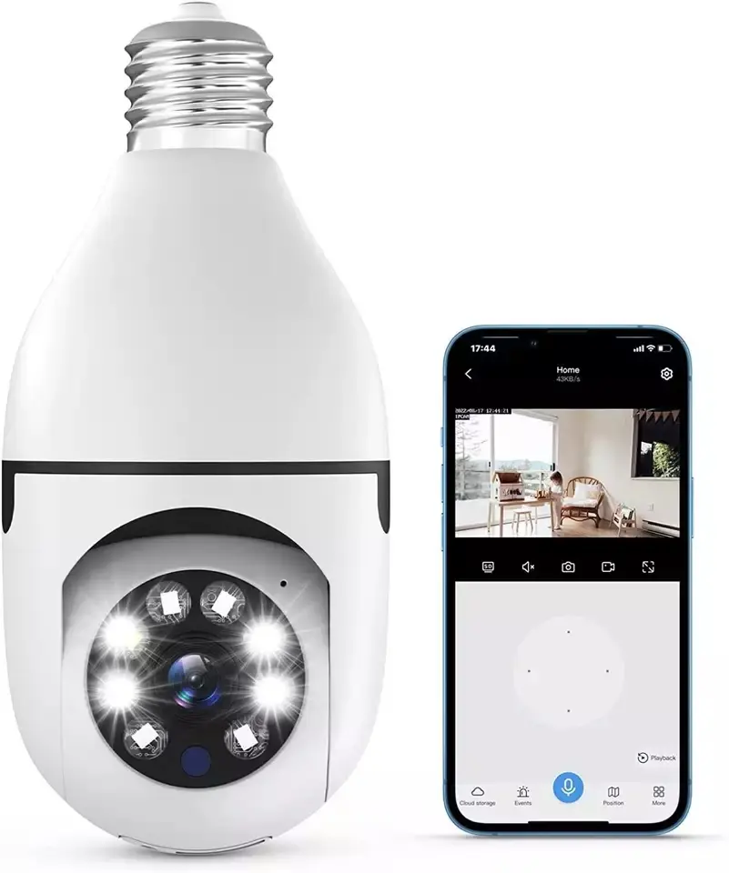 CCCam Europe Wifi Camara De Seguridad 1080p Light Bulb Camera Wireless Network Video Surveillance Camera Ptz Home Security