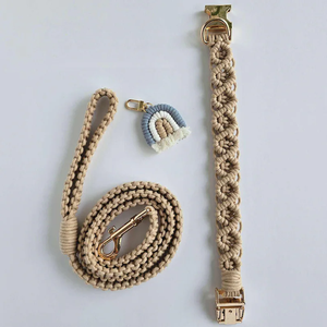 Correa de perro tejida a mano de macramé ajustable y <span class=keywords><strong>Collar</strong></span> para cachorro y conjunto de correa