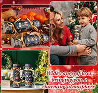 Kit de Cracker Navideño Sin Explosión, Recuerdos para Mesa de Fiesta de Navidad, Copo de Nieve, Reno, Cajas de Dulces DIY para Fiesta de Navidad, Cena Festiva