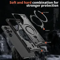 Étui pour Samsung Galaxy S25 S24 S23 Ultra Plus A56 A36 A26 A26 A16 avec charge magnétique sans fil, support rotatif à 360°, coque antichoc