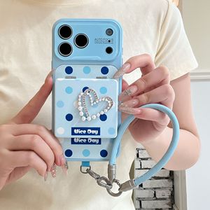 Funda de Teléfono con Espejo de Corazón de Puntos para iPhone, Funda Protectora a Prueba de Golpes con Cordón, Funda de Silicona IMD - Product Image 3