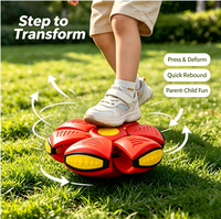 Jouet pour chien Transform Flying Saucer Ball, jouet interactif pour animaux de compagnie avec LED, qui se déforme en pressant, pour jouer en extérieur