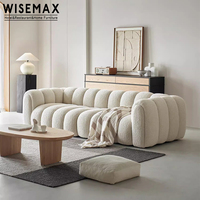 WISEMAX Meuble complet pour salon Canapés sectionnels Canapé chesterfield capitonné Canapé à une boucle blanche Canapé de sol en tissu