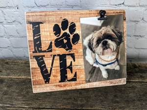 Customized <b>Pet</b> <b>Memorial</b> Wood Dog Picture Frame With Paw Prints - Product Image 4