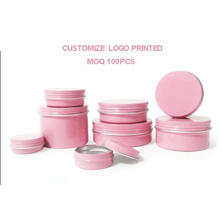 5ml 10ml 20ml 30ml 50ml 60ml 80ml mini baume à lèvres rose récipient en étain rond cosmétique pot en aluminium peut avec logo personnalisé