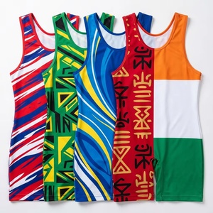 Ropa de Lucha Libre, Singlet de Natación de Poliéster con Elástico Frontal, Traje de Entrenamiento de Pesas y Fitness, Impresión de Logotipo Personalizado, Equipamiento de Lucha Libre - Product Image 1