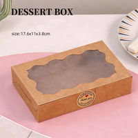 Boîte à dessert rectangulaire en kraft personnalisée avec fenêtre transparente pour biscuits et pâtisseries, impression de logo personnalisée, OEM ODM, vente en gros