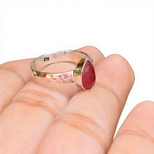 Bague de mariage en argent sterling 925 faite à la main avec rubis naturel certifié, style classique, certifiée IGI, unisexe, prix d'usine - Product Image 3