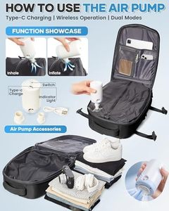 Nouveau <span class=keywords><strong>sac</strong></span> à dos de voyage en nylon géométrique à pompe à air, étanche et extensible, 18x14x8 pouces, pour bagages personnels - Product Image 2