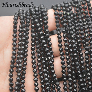 Wholesale Natural <strong>Black</strong> Tourmaline 4mm Diamond Cutting Round Shape Loose <strong>Beads</strong> for Women Jewelry Party Necklace Bracelet Making - Product Image 1