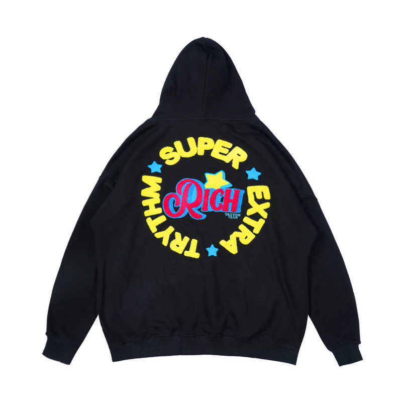 Luxury Outfits Stylish Design Couple Clothing Custom Logo 3D Towel Embroidery Overiszed Pullover Hoodies for Man