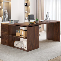 Bureau de direction moderne en forme de L Bureau d'ordinateur en bois à 3 tiroirs Design modulaire avec 3 tiroirs élégants