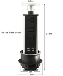 Enchufe USB Manual Retráctil Oculto Estándar Estadounidense para <span class=keywords><strong>Cocina</strong></span>, Enchufe Eléctrico Empotrado en Escritorio, Regleta de <span class=keywords><strong>Enchufes</strong></span> Vertical Retráctil - Product Image 4