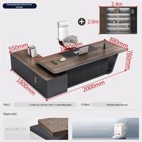Bureau de direction modulaire en acier LED de luxe, mobilier de bureau commercial moderne haut de gamme, bureau de PDG léger avec panneaux en bois