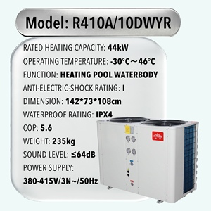 Pompe à chaleur pour grande piscine 10DWYR/44kW COP5.6 Anti-choc IPX4 Titane <span class=keywords><strong>D</strong></span>émarrage à froid <span class=keywords><strong>Chauffage</strong></span> pour piscine et centre aquatique 380V Anti-gel - Product Image 2