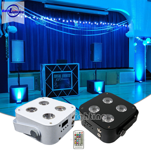 Mini pin không dây uplights <span class=keywords><strong>Par</strong></span> 4x12W rgbwauv 6in1 DJ ánh sáng ir từ xa Wifi DMX điều khiển <span class=keywords><strong>LED</strong></span> <span class=keywords><strong>PAR</strong></span> Lights cho sân khấu bên hiển thị - Product Image 1