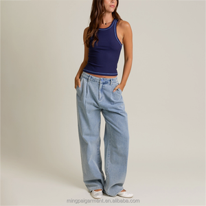 Custom Logo <strong>Navy</strong> <strong>Blue</strong> Racerback Tank <strong>Top</strong> Women Contrast Trim Ribbed <strong>Crop</strong> <strong>Top</strong> Vintage Sporty Style Basic <strong>Top</strong> for Women - Product Image 5