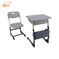 Ensemble de mobilier scolaire durable et réglable avec bureau et chaise pour étudiants, hauteur réglable, avec tiroir, pour projets scolaires