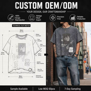 T-shirt graphique surdimensionné personnalisé pour homme, style groupe rock rétro, effet usé vintage, OEM - Product Image 2