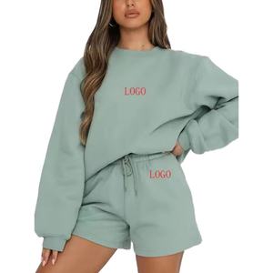 Autumn Winter Women Oversized <b>Fleece</b> <b>Sweatshirts</b> Sweat Shorts Set Women Tracksuits Loose Fit Women Outfits Streetwear - Product Image 1