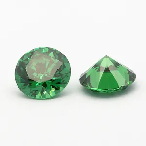 Synthetic cheap emerald stone round green crystal zirconia gems