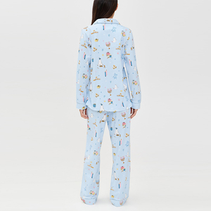 <span class=keywords><strong>Pigiama</strong></span> da Donna in <span class=keywords><strong>Cotone</strong></span> Biologico, Set PJ Classico Sostenibile, Abbigliamento da Notte Personalizzato, Completo Loungewear da Donna con Maniche Lunghe - Product Image 3