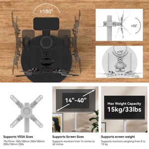 Thép di động TV đứng chiều cao có thể điều chỉnh cho 14-40 inch màn hình hỗ trợ 26.4 lbs với bánh xe và panier TV giỏ hàng loại - Product Image 5
