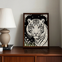 Kit de peinture au diamant DIY, tigre blanc, 30*40cm |   Perles de culture de tailles variées pour l'art en cristal |   Ensemble cadeau de décoration murale en toile HD