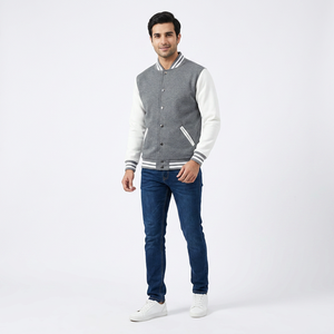 Custom Winter Stand Collar Front Logo Letterman <b>Baseball</b> Varsity <b>Jacket</b> <b>for</b> <b>Men</b> 100% Cotton Breathable Fleece Blank University - Product Image 1