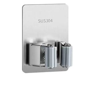 Support mural adhésif en acier inoxydable pour <span class=keywords><strong>balai</strong></span> et serpillière, sans perçage, crochet robuste, organisateur pour salle de bain, cuisine, salon - Product Image 6