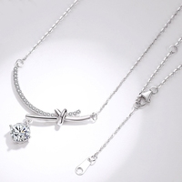 Collier pendentif nœud papillon en moissanite taille brillant, couleur D, 1 carat, test diamant positif, argent 925, bijoux Wish