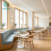 Banquette rembourrée en tissu Ron Group, table carrée en marbre, chaise en bois personnalisée, mobilier commercial pour restaurant
