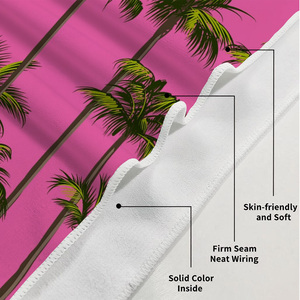 Serviette de <span class=keywords><strong>plage</strong></span> rose pâle à motif de palmiers, surdimensionnée, séchage rapide, légère, sans sable, pour voyage, piscine, camping - Product Image 3