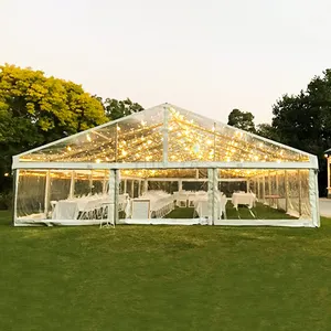 Carpa de lujo para eventos de boda, banquete, ceremonia, iglesia, marquesina de matrimonio con techo transparente y pared lateral