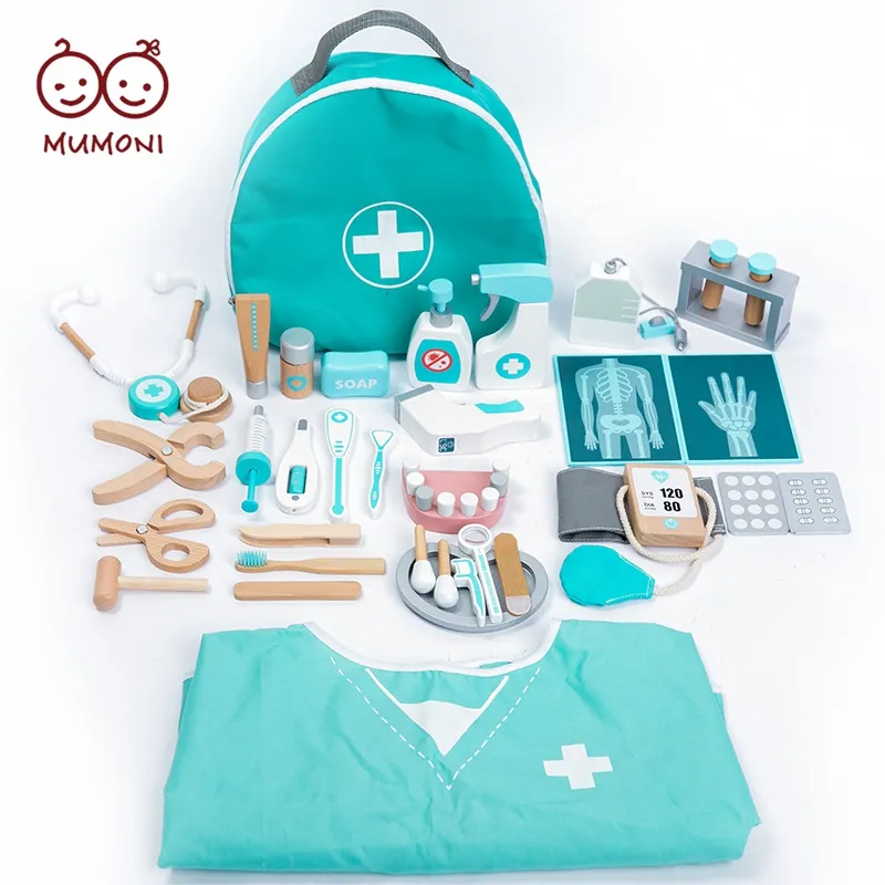 Set Permainan Perawat Mode Terbanyak Mainan Kayu Rumah Sakit Aksesori Lengkap Set Permainan Dokter 36 Buah