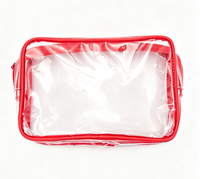 Pochette cosmétique transparente en PVC imprimée ours de dessin animé Saint-Valentin, motif cœur, fermeture éclair, sac de rangement de voyage pour femmes