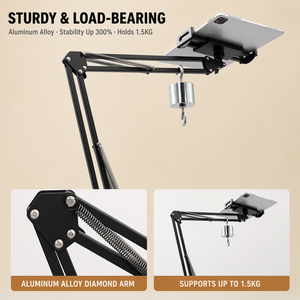 Support de sol robuste pour tablette, avec base stable à ressort intégré, idéal pour <span class=keywords><strong>iPad</strong></span>, diffusion en direct et chambre à coucher, fabrication OEM/ODM (18 ans d'expérience) - Product Image 3