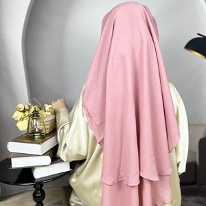 Mujeres musulmanas diseño caliente cubierta señora belleza 2 capas gasa Niqab velo sombreros turbante Hijab capa cara bufanda para mujer H0305 - Product Image 4