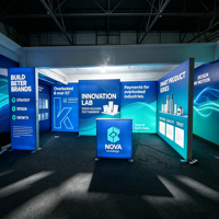 Stand d'exposition pliable en aluminium LED personnalisé pour salon professionnel, avec sublimation par transfert thermique, stand publicitaire droit pour exposition, 20x10