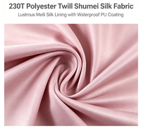 Tissu de doublure brillant en sergé de polyester 230T, enduit PU imperméable, respirant et perméable à l'humidité, magnifique tissu de doublure en soie