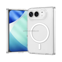 Casing HP iPhone Duo Transparan Magnetik TPU+PC dengan Perlindungan 360 Derajat