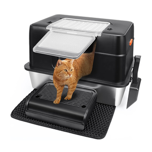 Extragroßes Katzenklo aus Edelstahl mit Hohem Rand, Vollständig Geschlossen für Einfache Reinigung und Geruchsbeseitigung – Großes Katzenzubehör - Product Image 2