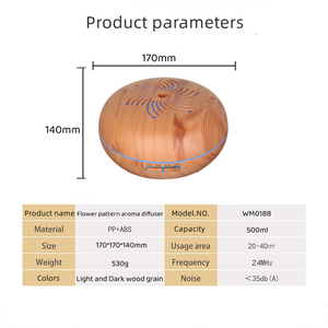 Humidificateurs ultrasoniques pour maison intelligente, lumière nocturne 7 couleurs, diffuseur d'arômes 500 ml, diffuseur d'<span class=keywords><strong>air</strong></span> à grain de bois avec certification CE RoHS - Product Image 2