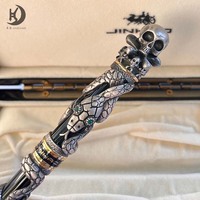 Stylo plume Jinhao Snake, couleur noire, avec tête de crâne, métal massif, luxe, calligraphie, stylo à encre, coffret cadeau