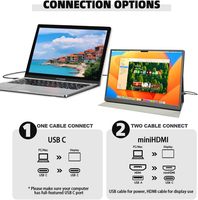 Moniteur portable AHXJKA 10,5 pouces 1920x1280 IPS avec étui en cuir, 60Hz, Plug & Play, Type C pour mobile, ordinateur portable, PC, téléphone, PS4, PS5, Switch