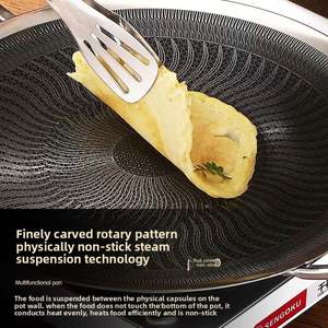 กระทะสแตนเลส316คุณภาพสูงไม่ติดกะทะทอดก๋วยเตี๋ยวที่จับคู่ภาชนะใส่อาหารทำจากน้ำผึ้ง - Product Image 3