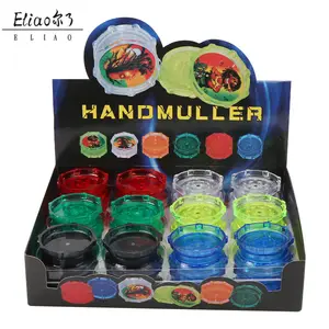 Yiwu Erliao New Popular 2 Piece Herb Grinder Custom Logo 53mm Grinder Herb Plastic Competitive Price Grinder Acrylic